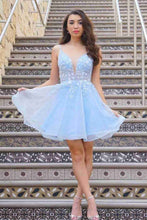 Load image into Gallery viewer, A Line Spaghetti Straps Homecoming Dress With Applique
