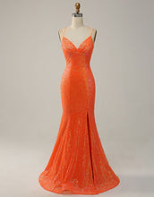 Load image into Gallery viewer, Mermaid Spaghetti Straps Lace Up-Corset Prom Dress With Split
