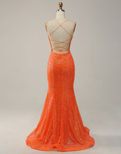 Load image into Gallery viewer, Mermaid Spaghetti Straps Lace Up-Corset Prom Dress With Split
