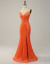 Load image into Gallery viewer, Mermaid Spaghetti Straps Lace Up-Corset Prom Dress With Split
