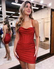 Load image into Gallery viewer, Charming Bodycon Corset Back Glitter Homecoming Party Dress
