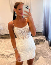 Load image into Gallery viewer, Gorgeous Royal Blue Corset Back Tight Glitter Homecoming Dress
