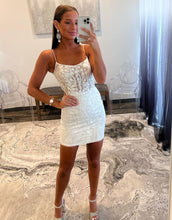 Load image into Gallery viewer, Gorgeous Royal Blue Corset Back Tight Glitter Homecoming Dress

