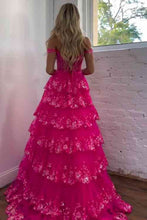 Load image into Gallery viewer, Gorgeous Gold A-Line Off The Shoulder Lace Up Long Prom Dress with Sequin
