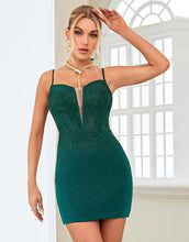 Load image into Gallery viewer, Light Blue Bodycon Spaghetti Straps Short Glitter Homecoming Dress
