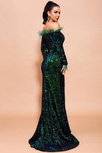Load image into Gallery viewer, Mermaid Sweep Train Of The Shoulder Prom Dress With Sequins
