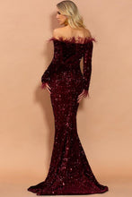 Load image into Gallery viewer, Mermaid Sweep Train Of The Shoulder Prom Dress With Sequins
