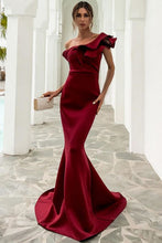 Load image into Gallery viewer, Slim Mermaid One Shoulder Sweep Train Prom Dress