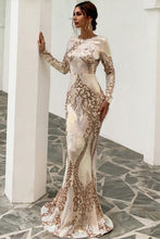Load image into Gallery viewer, Mermaid Long Sleeves Prom Dress With Sequin Applique
