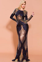 Load image into Gallery viewer, Mermaid Long Sleeves Prom Dress With Sequin Applique