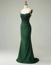 Load image into Gallery viewer, Mermaid Elastic Satin Spaghetti Straps Prom Dress
