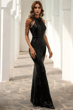 Load image into Gallery viewer, Mermaid High Neck Burgundy Prom Dress with Beading