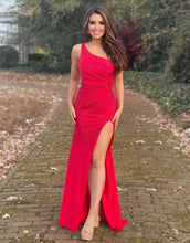 Load image into Gallery viewer, Mermaid One Shoulder Glitter Prom Dress With Split
