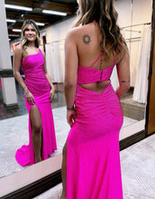 Load image into Gallery viewer, Mermaid One Shoulder Glitter Prom Dress With Split
