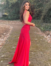 Load image into Gallery viewer, Mermaid One Shoulder Glitter Prom Dress With Split

