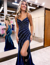 Load image into Gallery viewer, Mermaid Spaghetti Straps Glitter Prom Dress
