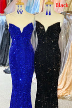 Load image into Gallery viewer, Mermaid Sweetheart Dark Green Sequins Long Prom Dress
