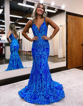 Load image into Gallery viewer, Mermaid V-Neck Gorgeous Patterns Prom Dress
