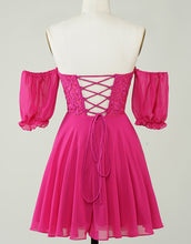 Load image into Gallery viewer, Off The Shoulder Lace And Tulle A-Line Homecoming Dress
