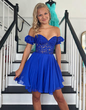 Load image into Gallery viewer, Off The Shoulder Lace And Tulle A-Line Homecoming Dress
