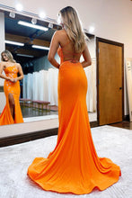 Load image into Gallery viewer, Orange Mermaid One Shoulder Prom Dress With Sequin And Split