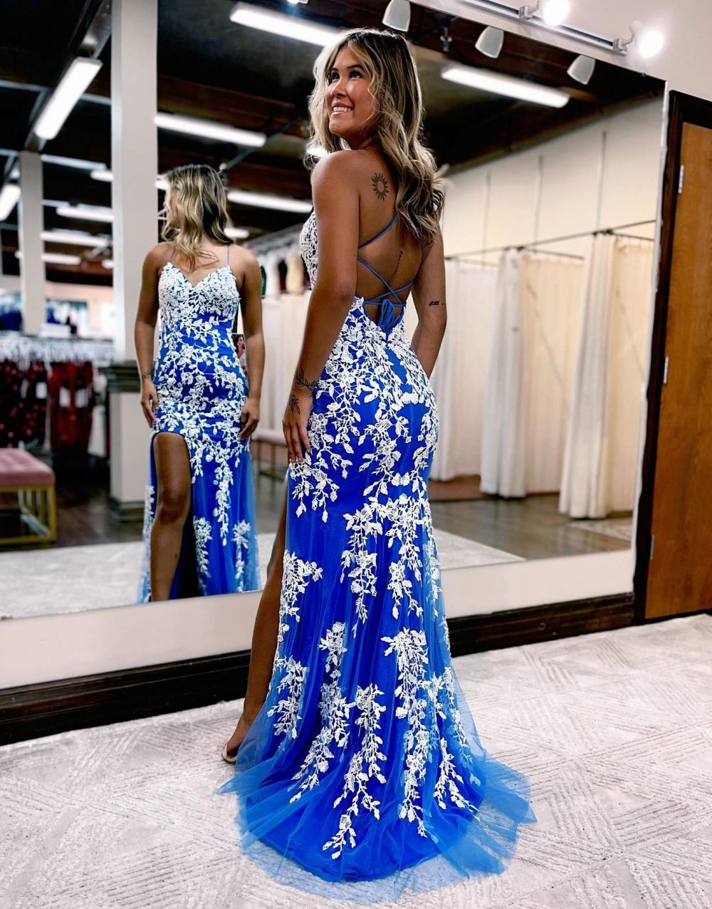 Luuvis Pretty Mermaid Corset Back Prom Dress With Appliques