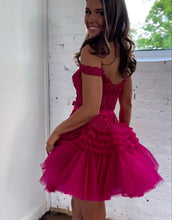 Load image into Gallery viewer, Pretty Off The Shoulder A-Line Homecoming Dress With Belt
