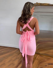 Load image into Gallery viewer, Purple Convertible Straps Open Back Tight Homecoming Party Dress
