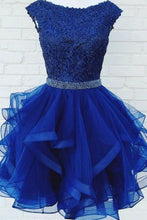 Load image into Gallery viewer, Royal Blue A Line Homecoming Dress With Ruffle
