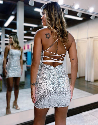 Short-Mini Spaghetti straps Corset Back Homecoming Dress