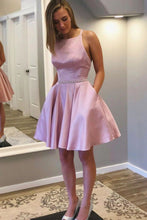 Load image into Gallery viewer, Simple A-line Satin Homecoming Dress With Belt