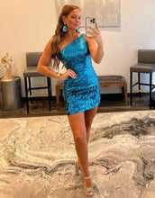 Load image into Gallery viewer, Sparkly One Shoulder Bodycon Sequin Homecoming Dress
