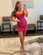 Load image into Gallery viewer, Strapless Zipper Back Bodycon Sequin Homecoming Dress
