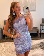 Load image into Gallery viewer, Stunning One Shoulder Glitter Sequin Homecoming Dress
