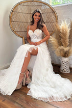 Load image into Gallery viewer, Cute A-Line Spaghetti Straps Long Tiered Glitter Prom Dress With Split
