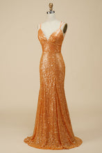 Load image into Gallery viewer, Gorgeous Mermaid V-Neck Sequin Long Prom Dress
