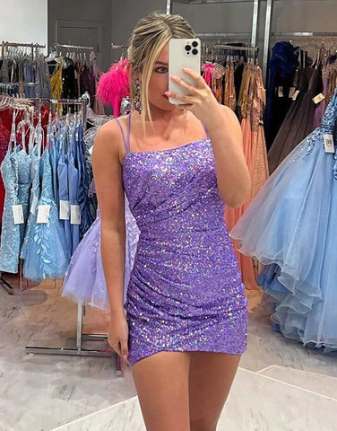 Glitter Sequin Spaghetti Straps Party Dress With Pleating