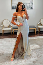 Load image into Gallery viewer, Glitter Mermaid Off The Shoulder Long Corset Beaded Prom Dress With Slit
